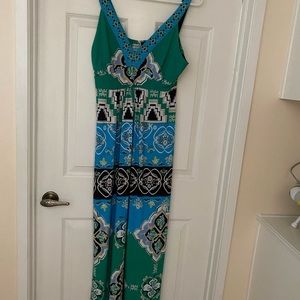 Maxi Dress, with small straps and elastic back.